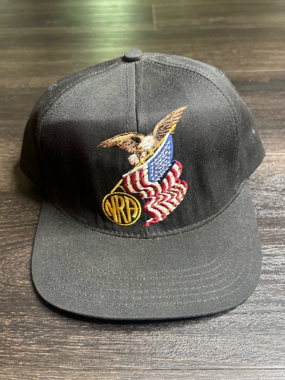 VTG NRA Snapback Trucker Hat Made in USA Embroidered American Flag Bald Eagle